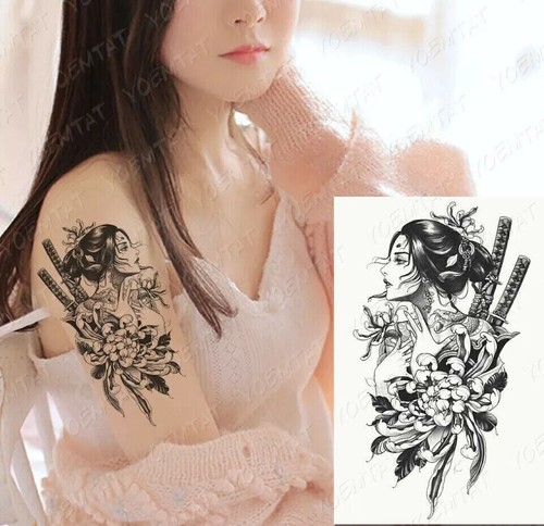 Japanese girl flowers katana - flowers,