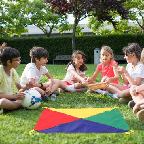 Rainbow parachute kids running - rainbow,