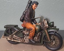 Elvis Presley Harley Davidson Motorcycle Statue Resin Rubber Wheels RARE LARGE