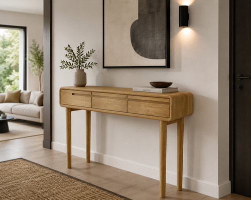 Solid oak scandic hall table - oak,