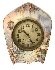 Antique Chinoiserie Enamel Strut / Easel Clock With Solid Silver Case