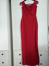 Sexy Red Dress Ball Size 10 Boohoo Stunning Gown Split Off Shoulder Occasion