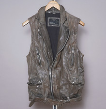 ALL SAINTS Leather Jacket SMALL Mens Sleeveless Biker S Grail Celebrity VICIOUS