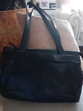 Navy Leather Shoulder Bag.