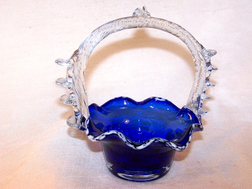 Glass basket vintage hand - vintage,,