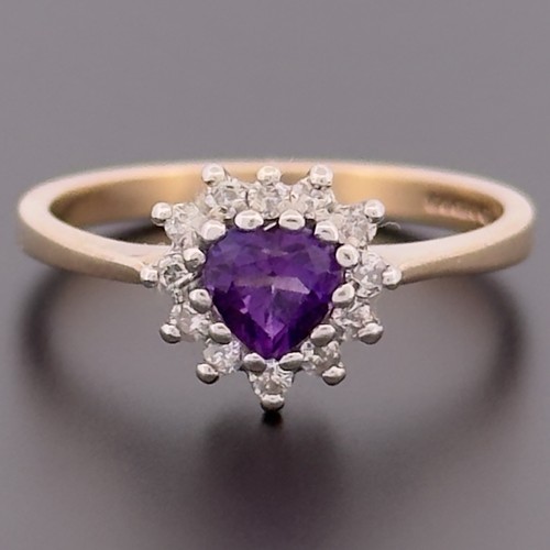 9ct yellow gold amethyst - gold, &