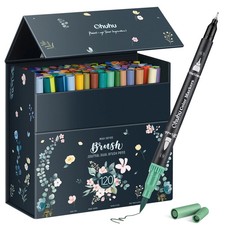 Ohuhu Maui 120 Colors Dual Tips Water Based Art Markers, Brush & Fineliner Black