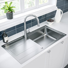 Single Bowl Inset Chrome Stainless Steel Kitchen Sink with Reversible BeBa_26185