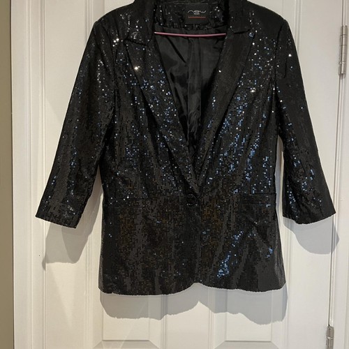 Black sequin sleeve blazer - sleeve,