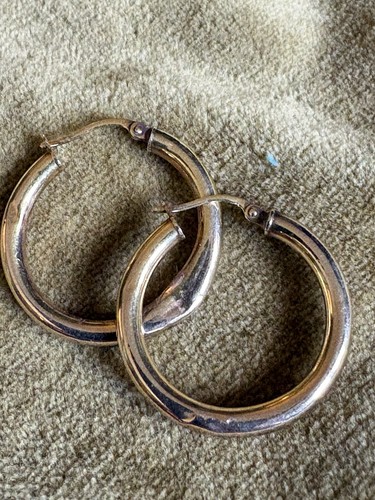 9ct gold hinged hoop earrings - 9ct,