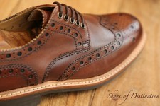 Grenson Archie Brown Leather Derby Brogue Shoes Men's UK 7 G US 8 EU 41 New