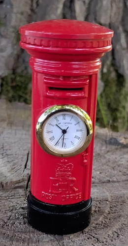 Red post office desk clock - office,