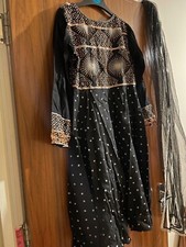 Asian dress black and white salwar kameez Sha Posh girls 12-13 years PAK size 40