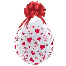 Qualatex 18" Clear Red Hearts Print Stuffing Balloons x5