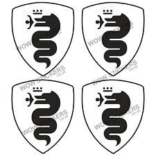 Car sticker x4 Alfa Romeo White Shield 75x75mm decals Car bumper window panel