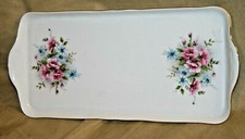 Leander 1946 RGK China de Boheme Pink and Blue Flower Gold Rimmed 13 3/4” Tray