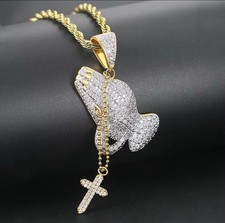 Iced Out Pray Hands Jesus