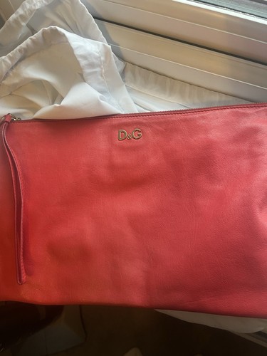 Coral red leather clutch - coral,