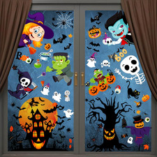 9 Sheets Halloween Window Stickers Decorations Clings Decals Doublesided Reusabl