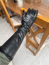 Faux Leather Black Cosplay Elbow Goth Punk Dominatrix Mistress Opera Long Gloves