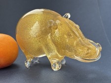 Archimede Seguso  Murano Quality Art Glass Gold Aventurine Cute Hippo