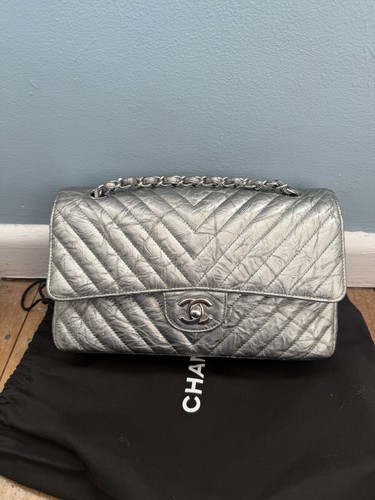 Chanel silver double flap - silver,