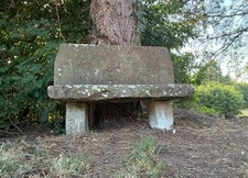 Antique Carved Stone Slab Bench Weathered  Natural Stone Garden Bench Love Seat