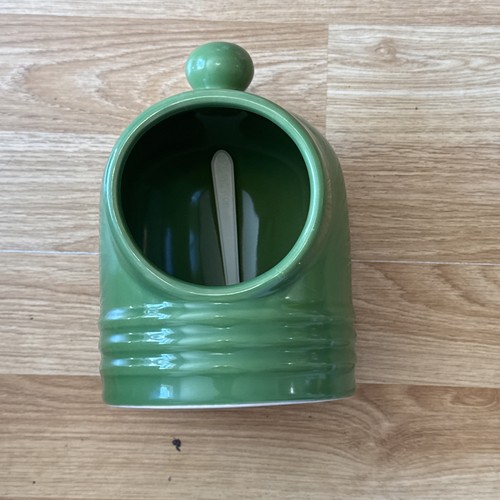 Green ceramic salt pig - green,