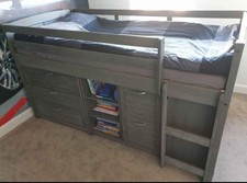 Happy Beds Wooden Captain's Bed Grey with Matching Furniture and Mattress