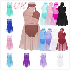 UK Girl‘s Lyrical Dance Dress Ballet Leotard Costume Modern Chiffon Dancewear