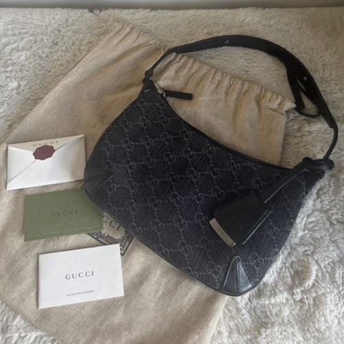 Gucci denim leather trim - gg,
