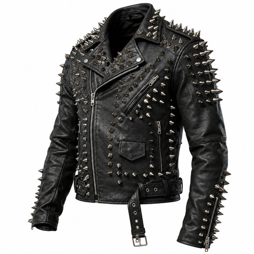 Men black studded spiked - men's,