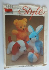 Uncut Vintage 1980s Teddy Bear Dog Rabbit Ball Sewing Pattern Style 2366