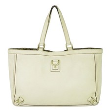 GUCCI Abbey 141472 Leather Tote Handbag Off-White Gold