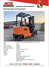 Container Spec Electric Forklift Hire-£57.50pw Buy-£7495 HP-£37.43pw VAT DEPOSIT