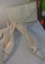 DUNE LOW HEEL SILVER SHIMMER