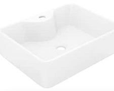 White Ceramic Bathroom Sink Basin - Modern Design Square Sink for Bathroom, Wash