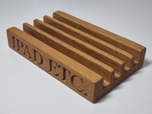Solid oak desk - tidy, tablet