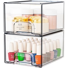 2 Pack Clear Small Stackable