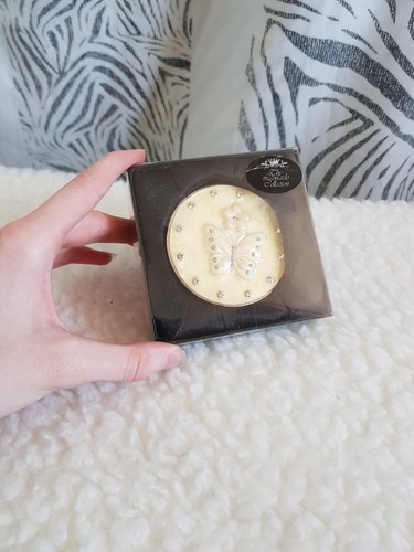 Cream enamel compact mirror - cream,