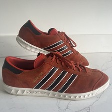 Adidas Men’s Shoes Originals Hamburg Red Suede Trainers - Size 10 UK (44.5 EUR)