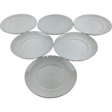 Thomas Germany Porcelain White Side Plates Set Of 6 With Silver Trim 17.5 cm