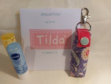 Tilda Fabric?Small Lipstick/lipbalm holder  keyring gift idea? (Holder only)