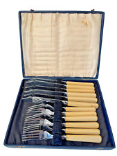 Vintage 6 Piece Silver Plate Fish Knife And Fork Set In Oringal Box           L7