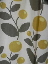 Orla Kiely Style Spring Curtains. Cream, brown and mustard/green.