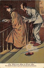 POSTCARD COMIC THE WIFE & HOW TO TRAIN HER - NERVOUSNESS - CHAS CROMBIE