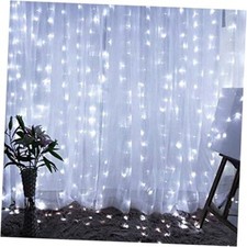  Curtain String Lights, 300 LED 9.8ft x 9.8ft 8 Lighting Modes Fairy White