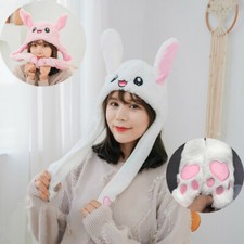 Plush Rabbit Hat Animals Ear Moving Jumping Hat Cute Animal Ear Flap Hat Decor