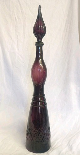 Glass genie bottle amethyst - glass,