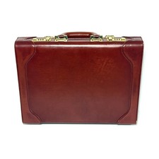 Vintage Presto Travel Briefcase Burgundy Leather 17”x 12”x 3.0” Locking VGC